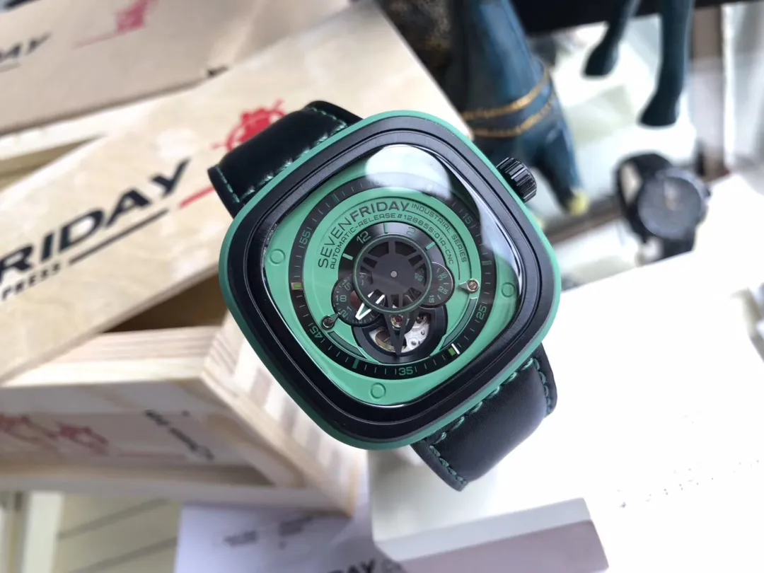【Authentic Tmall】💰1640! Sevenfriday's latest P series automatic mechanical men's watch, model SF-P2. 44.3mmX49.7mm diameter, industrial style, super cool, three separated hands, with calendar! Each one is individually numbered! With NFC anti-counterfeiting technology!